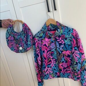 Lilly Pulitzer Vibrant Floral Jacket with matching bag